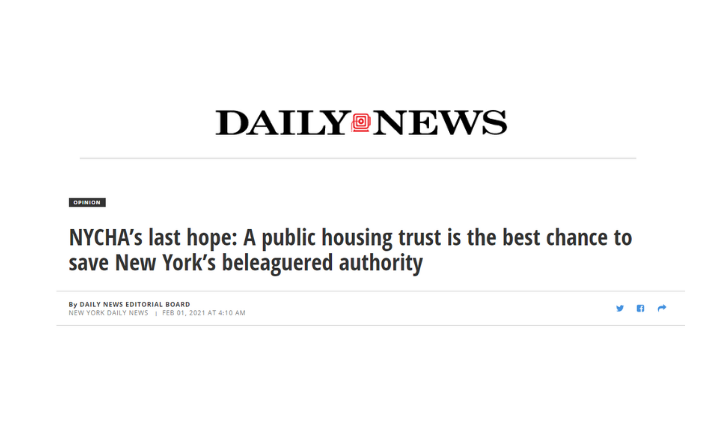 Daily News NYCHA's last hope: A public housing trust is the best chance for New York's beleaguered authority