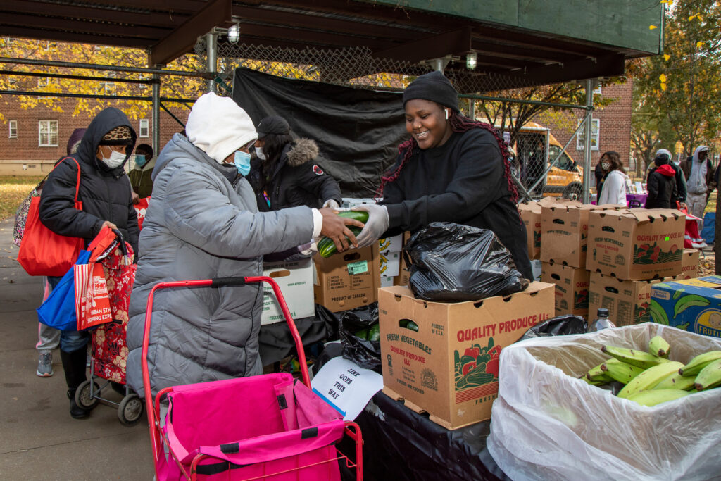 people giving out food