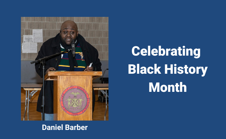 image of man, text says Daniel Barber, Celebrating Black History Month