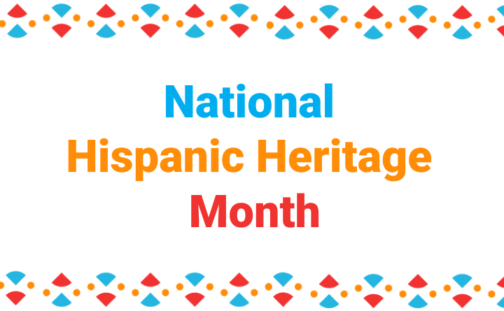 colorful banner with text: National Hispanic Heritage Month
