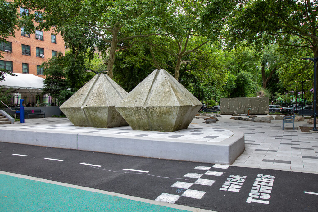 pyramid sculptures at playground