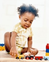 child playing with toys