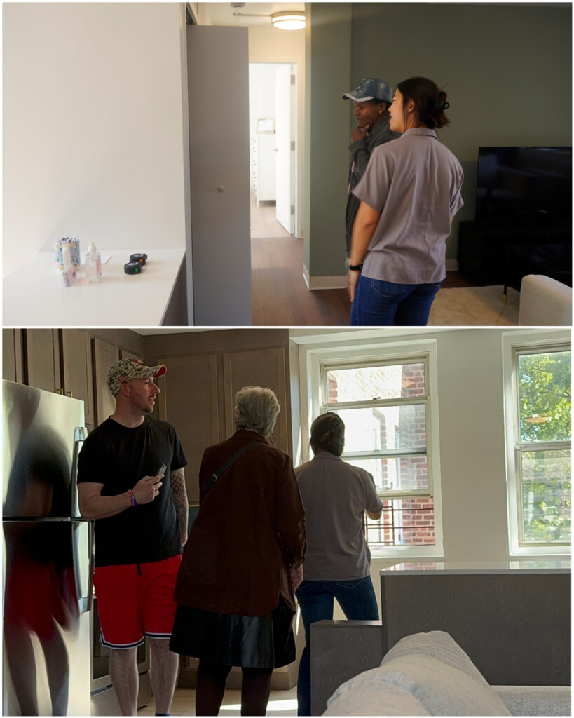 residents touring model apartment