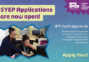 SYEP Applications are now open (text) photo of two people