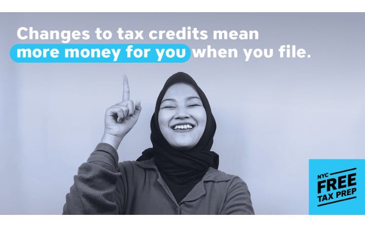 woman pointing. Text reads: Changes to tax credits mean more money for you when you file.