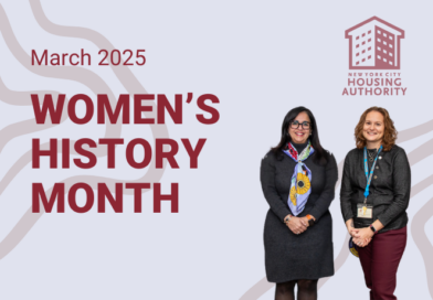 two women, NYCHA house logo, text reads March 2025 Women's History Month