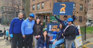group of people holding up signs for NYC Rat Pack