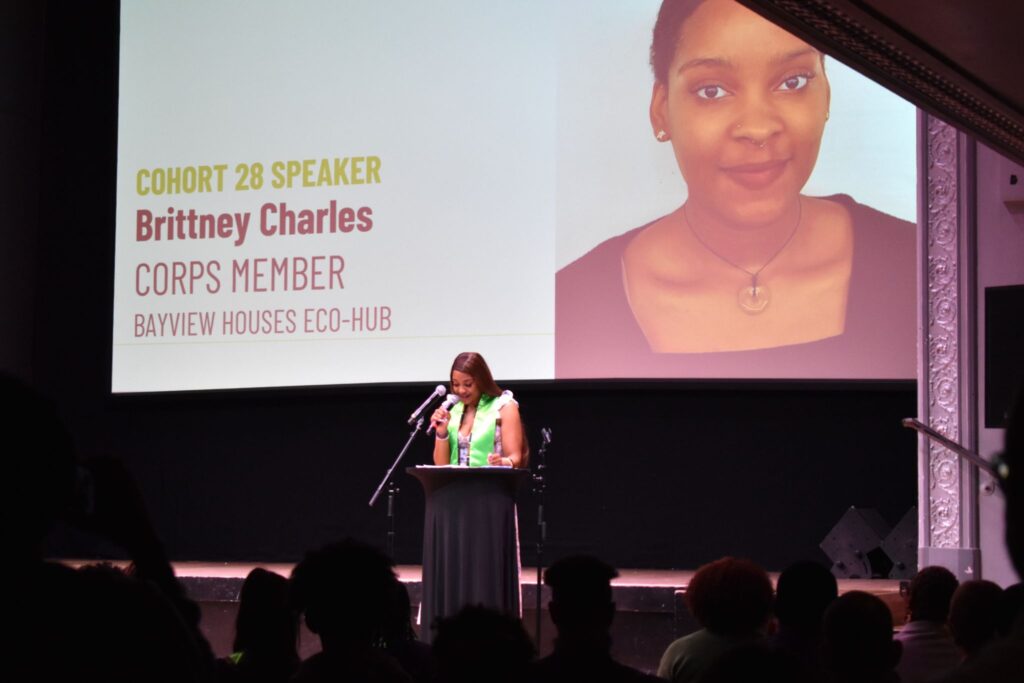 person speaking on a stage