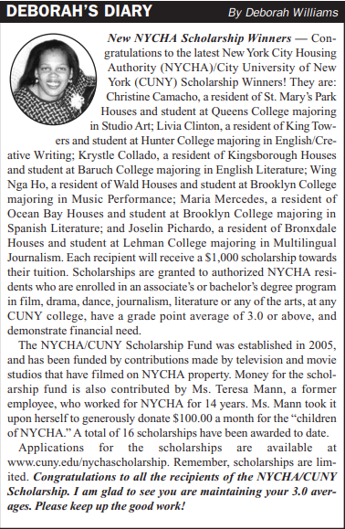 screenshot of text from an article from 2006 announcing NYCHA-CUNY winners
