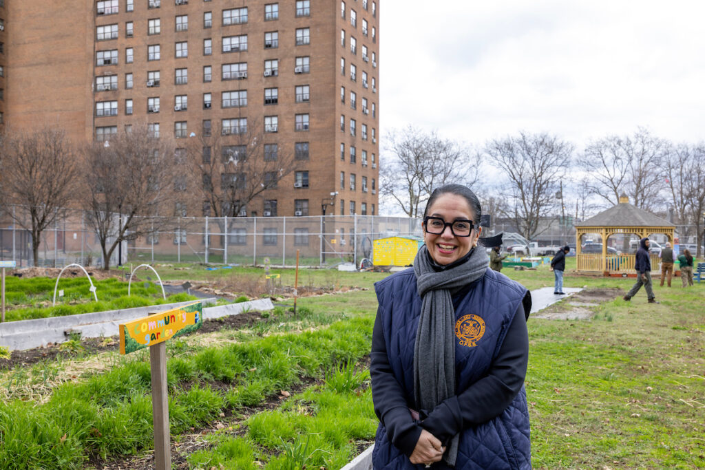 woman in an urban farm