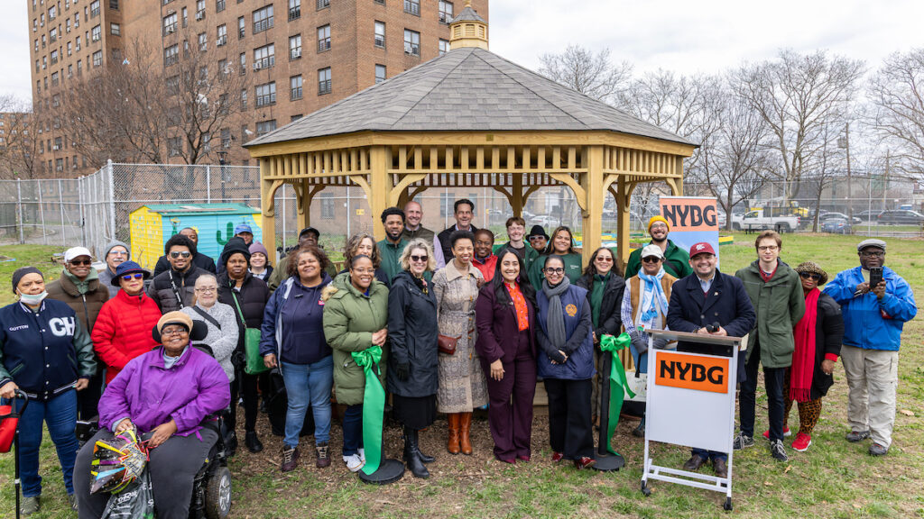group of people in front of gazebo