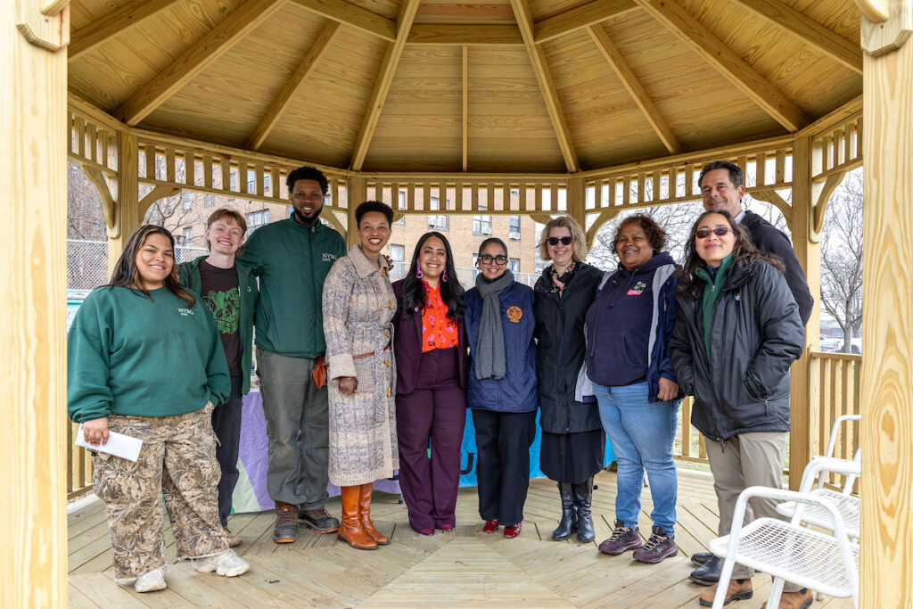 group of people inside of gazebo