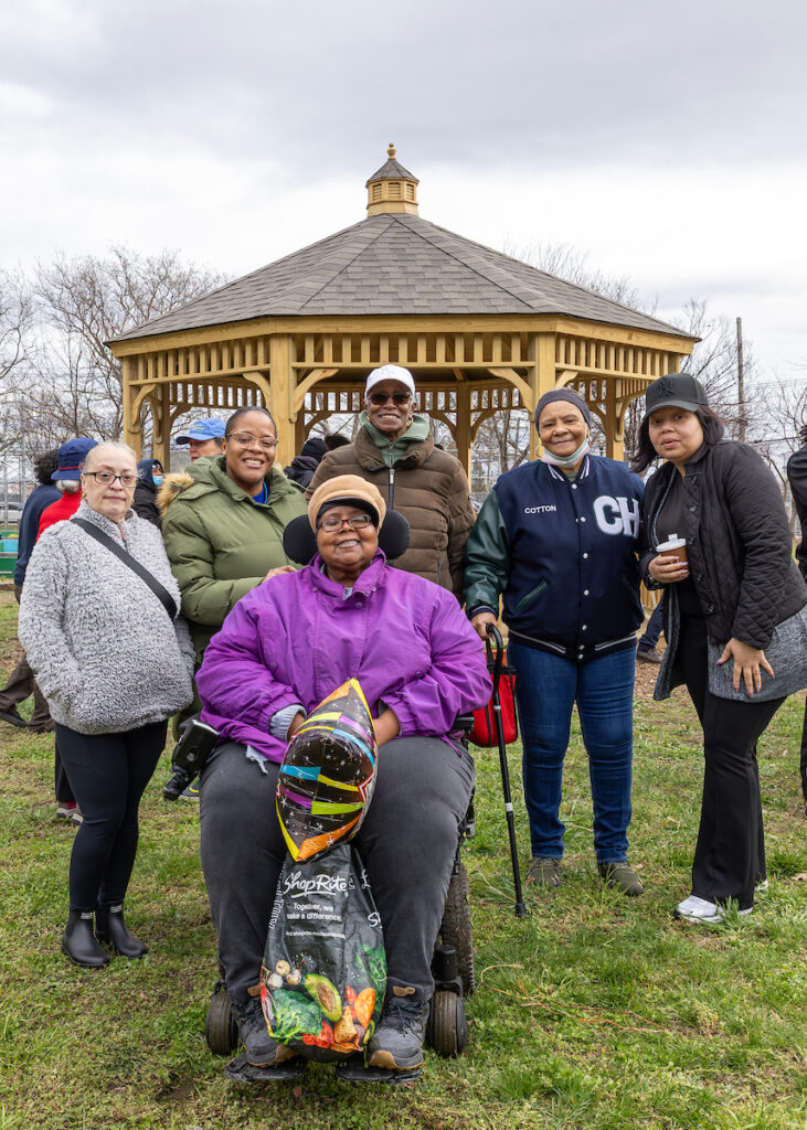 people in front of gazebo