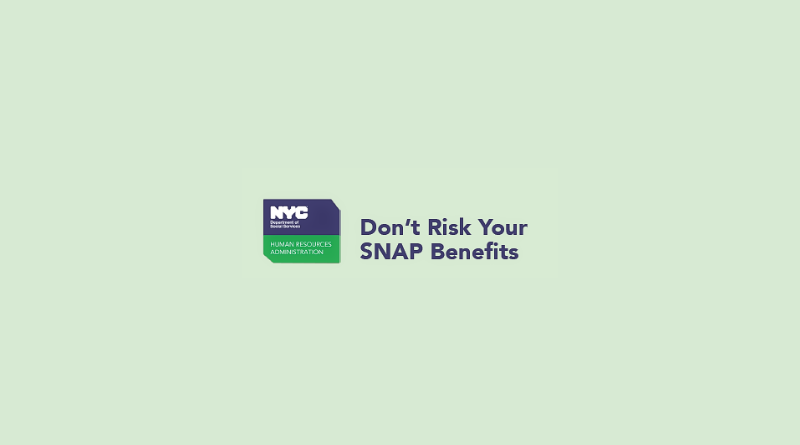 NYC HRA logo and text: Don't Risk Your SNAP Benefits