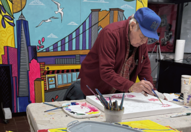 a man painting