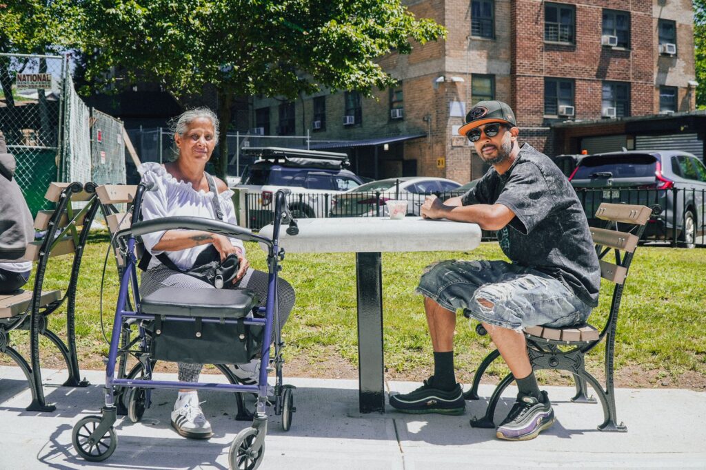 two newly transformed outdoor community spaces at Roosevelt Houses 