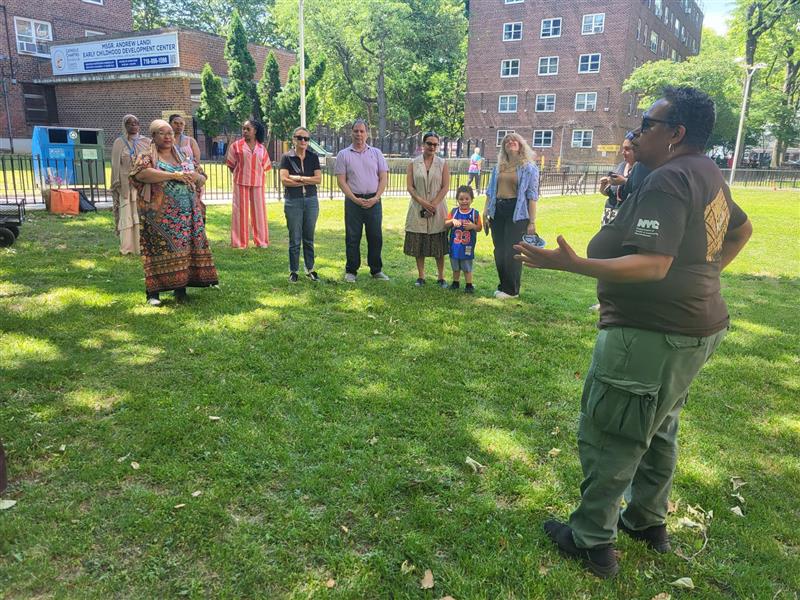 woman addressing people