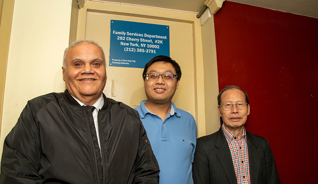 Mr. Rosado, Mr. Lin, and Mr. Chan in the ESAH office at LaGuardia Addition. Mr. Rosado, Mr. Lin, and Mr. Chan in the ESAH office at LaGuardia Addition.