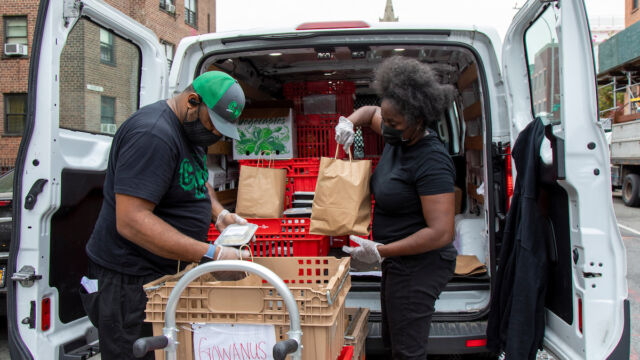 Food distribution by Cooking with Corey at Red Hook West and East and Gowanus Houses.