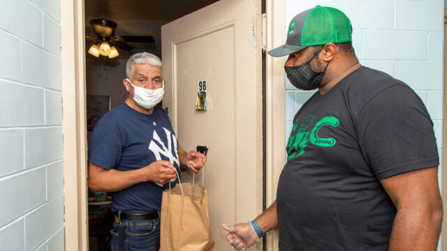 Food distribution by Cooking with Corey at Red Hook West and East and Gowanus Houses.
