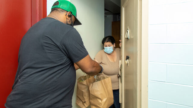 Food distribution by Cooking with Corey at Red Hook West and East and Gowanus Houses.