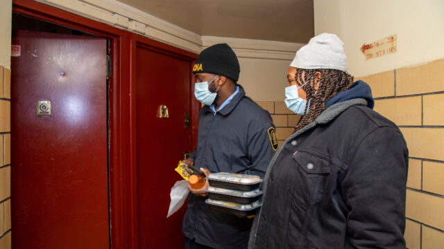 Holiday meal distribution at St. Nicholas Houses.