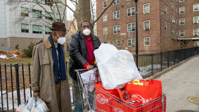 St. Nicholas Houses resident leaders prepare for a toy drive they hosted at the development.
