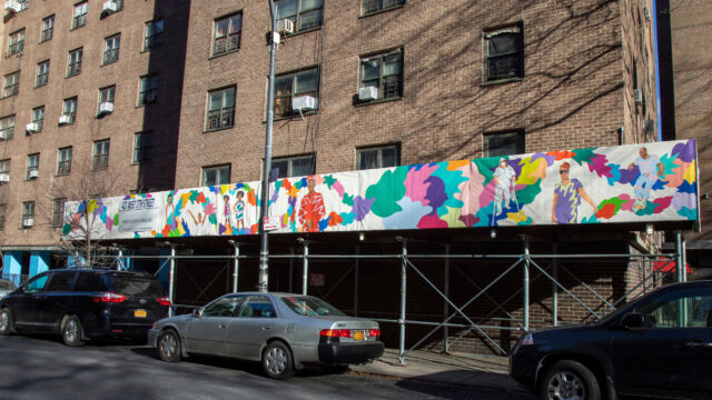 The outdoor public art exhibition, “Intertwining Colors,” at Fulton Houses.