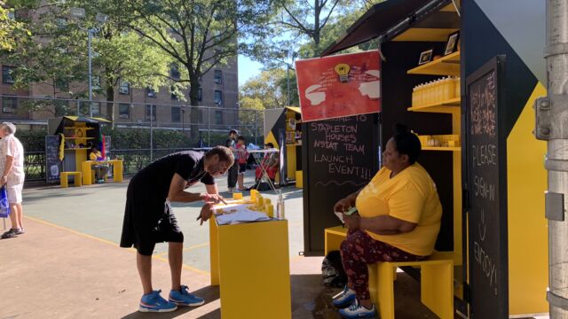 Pre-COVID-19 photos of the Resource Hub, which has helped connect Stapleton residents to programming and services related to health and overall wellness, family support, youth development, and career opportunities.