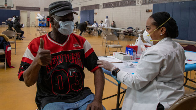 COVID-19 Vaccine Distribution at Van Dyke Houses Community Center.