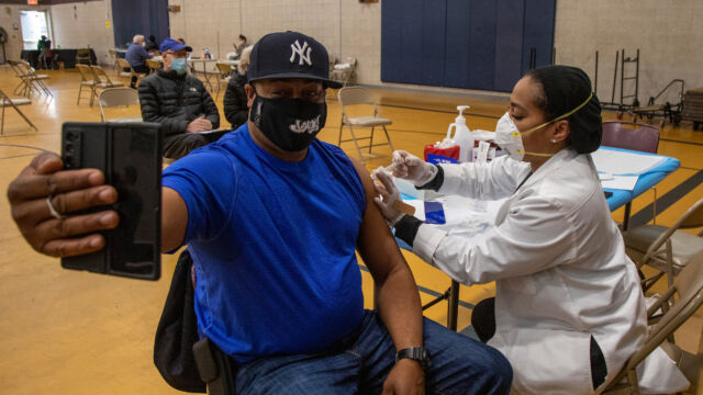 COVID-19 Vaccine Distribution at Van Dyke Houses Community Center.