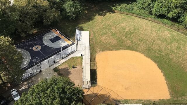A newly renovated baseball field, basketball court, and playground were part of the recreational improvements at Boston Secor Houses.