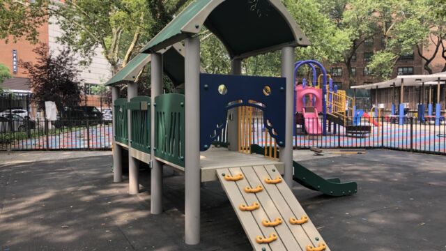 A new play structure and blacktop game markings have been installed at Washington Houses. Washington playground upgrades