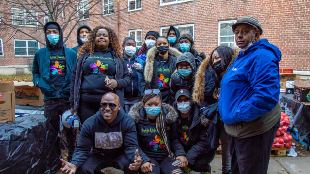 Thanksgiving Food and Turkey Distribution at Breukelen Houses group of people